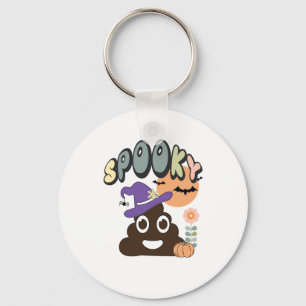 Funny Bathroom Humour Cute Retro Halloween Spooky Key Ring