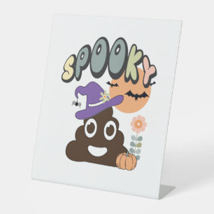 Funny Bathroom Humour Cute Retro Halloween Spooky Pedestal Sign