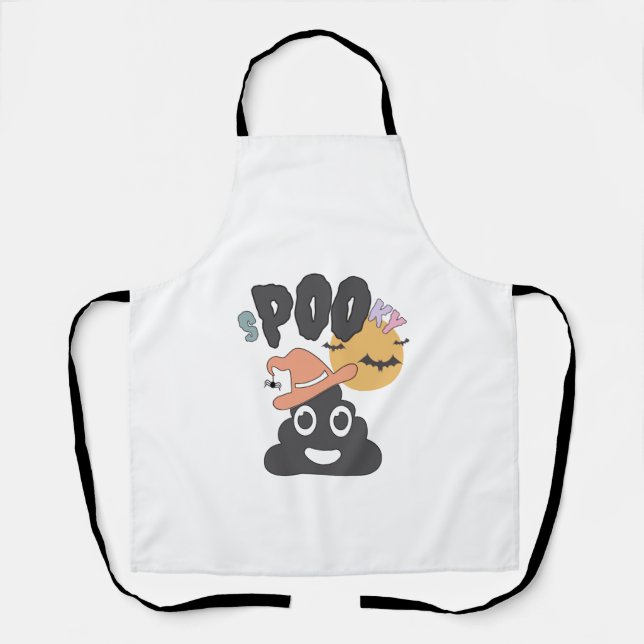 Funny Bathroom Humour Halloween Spooky Poo Design  Apron (Front)