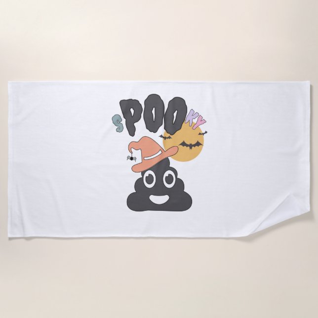 Funny Bathroom Humour Halloween Spooky Poo Design  Beach Towel (Front)