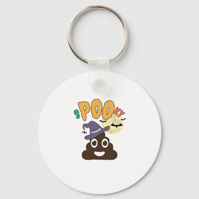 Funny Bathroom Humour Halloween Spooky Poo Design  Key Ring (Front)