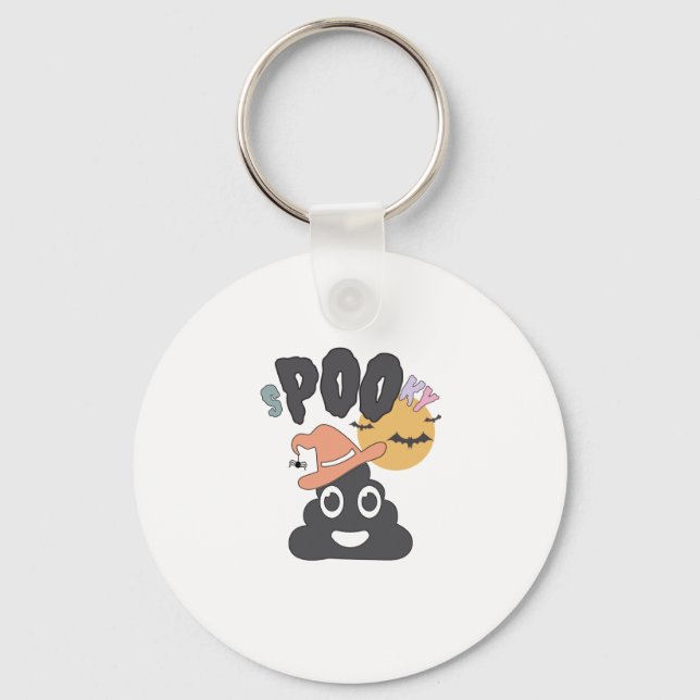 Funny Bathroom Humour Halloween Spooky Poo Design  Key Ring (Front)