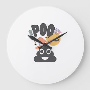 Funny Bathroom Humour Halloween Spooky Poo Design  Large Clock