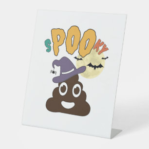 Funny Bathroom Humour Halloween Spooky Poo Design  Pedestal Sign
