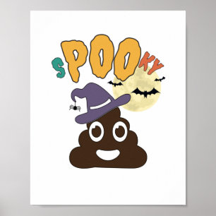 Funny Bathroom Humour Halloween Spooky Poo Design Poster