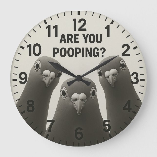 Funny bathroom pigeon are you pooping large clock (Front)