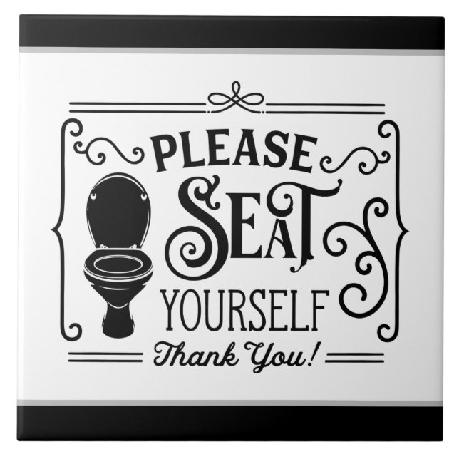 funny bathroom seatword art ceramic tile (Front)