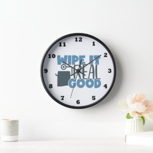 Funny bathroom wipe word art  clock
