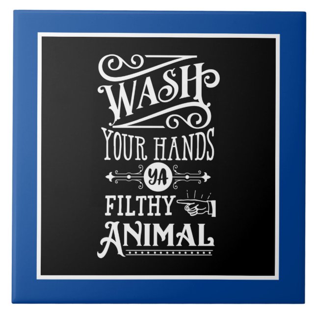 funny bathroom word art ceramic tile (Front)