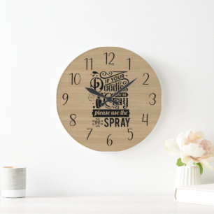 funny bathroom word art large clock