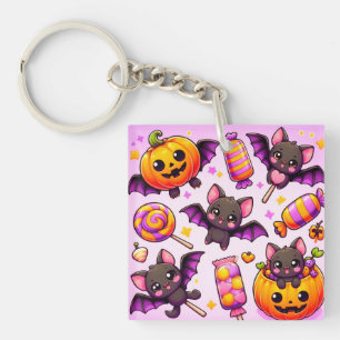 Funny bats candy halloween key ring