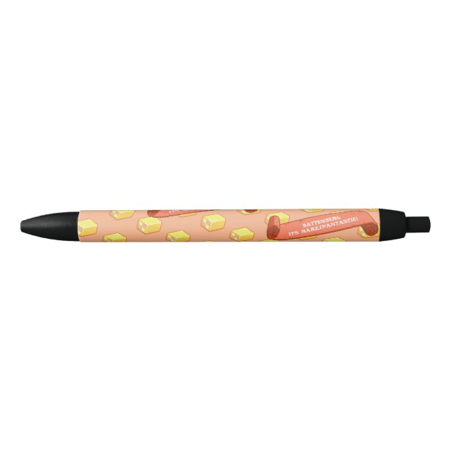 Funny Battenberg Marzipantastic! Pixel Art Pattern Black Ink Pen (Front)
