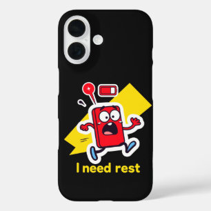 Funny Battery: When Energy Runs Away iPhone 16 Case