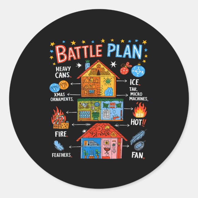 Funny Battle Plan Christmas Home Kids Hand Dawn Al Classic Round Sticker (Front)