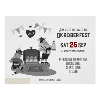 funny Bavarian couple invite to Oktoberfest Sign