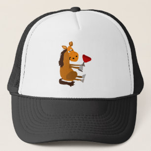 Funny Bay Horse Drinking Red Wine Trucker Hat