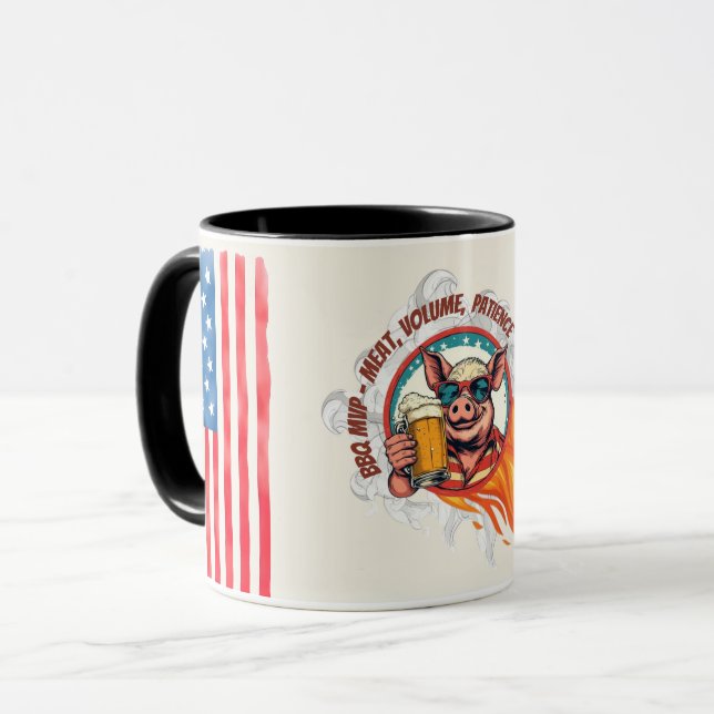 Funny BBQ 4th of July Pig Beer Mug | Grill Master (Front Left)