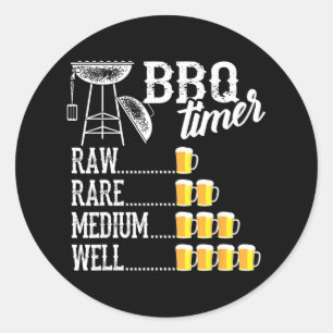 Funny Bbq Art For Men Women Grilling Meat Smoking Classic Round Sticker