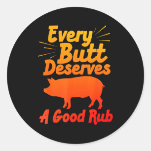 Funny Bbq Art For Men Women Grilling Meat Smoking  Classic Round Sticker