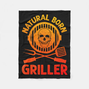 Funny Bbq Art For Men Women Grilling Meat Smoking Fleece Blanket