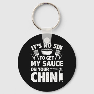 Funny Bbq Art For Men Women Grilling Meat Smoking Key Ring