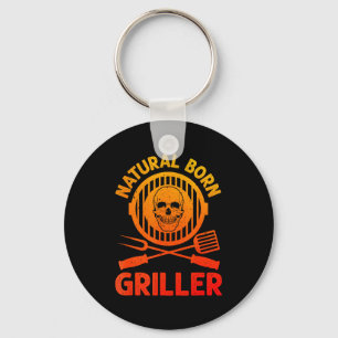 Funny Bbq Art For Men Women Grilling Meat Smoking  Key Ring