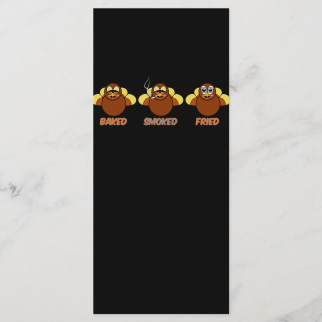 Funny BBQ Baked Smoked Fried Turkey Menu (Front)