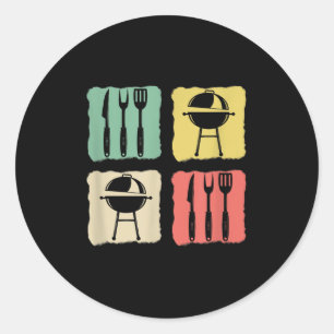 Funny Bbq Barbecue Grill Grilling Joke Smoking Mea Classic Round Sticker