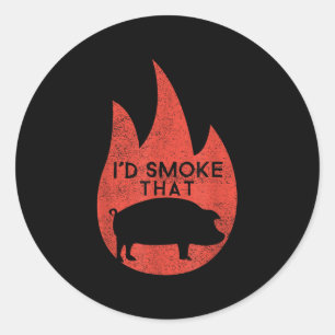 Funny Bbq Barbecue Grilling Master Smoker Of Meat Classic Round Sticker