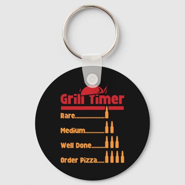 Funny Bbq Beer Bottles Grill Timer For Ckyard Rbec Key Ring (Front)