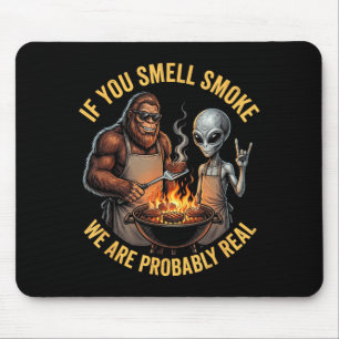 Funny Bbq Bigfoot And Alien Grilling Fathers Day Mouse Pad