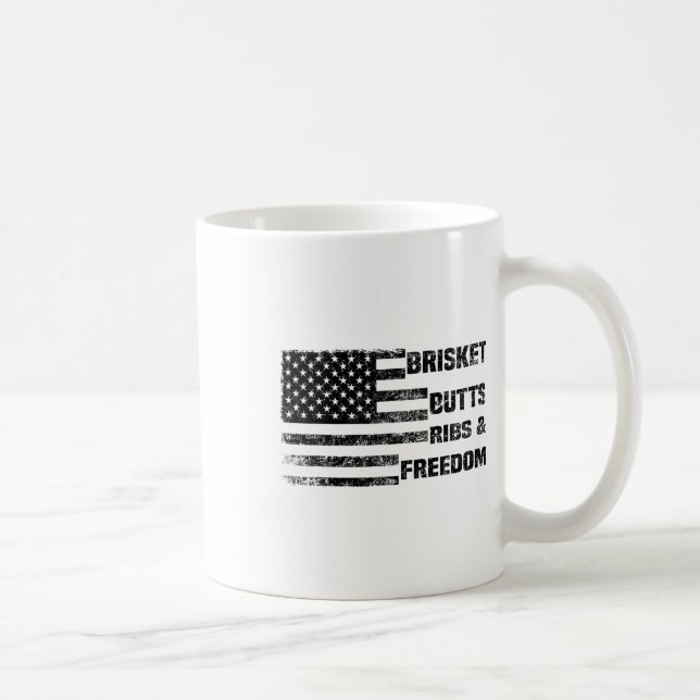 Funny Bbq Brisket Butts Ribs And Freedom Bbq Ameri Coffee Mug (Right)