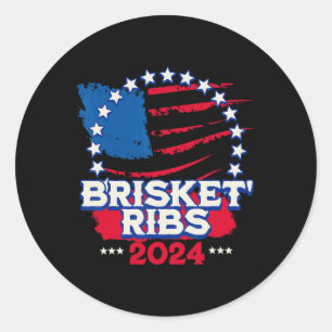 Funny Bbq Brisket Ribs Patriotic Political Voter H Classic Round Sticker