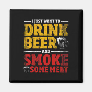 Funny Bbq Chef Beer Smoked Meat Lover Gift Grillin Magnet