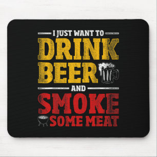 Funny Bbq Chef Beer Smoked Meat Lover Gift Grillin Mouse Pad