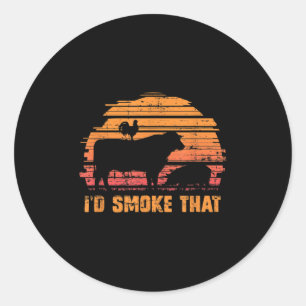 Funny Bbq Chef Id Smoked That Barbecue Classic Round Sticker