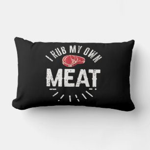 Funny BBQ Chef Joke Gift Rub My Own Meat Lumbar Cushion
