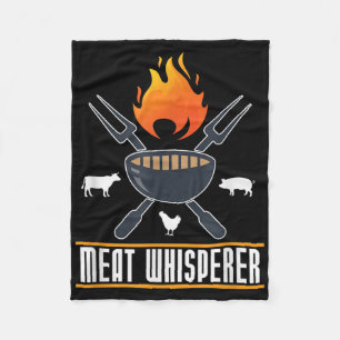 Funny Bbq Chef Meat Whisperer Gift Smoking Grillin Fleece Blanket