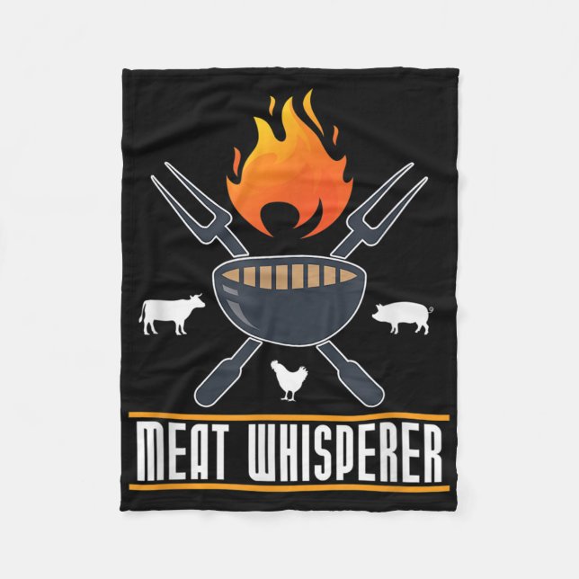 Funny Bbq Chef Meat Whisperer Gift Smoking Grillin Fleece Blanket (Front)
