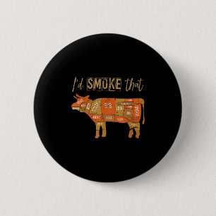 Funny Bbq Chef Smoked Meat Grill Master Gift Steak 6 Cm Round Badge