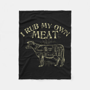 Funny Bbq Chef Tee _ I Rub My Own Meat _ Joke Chef Fleece Blanket