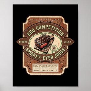 Funny Bbq Competition Judge Rib Eye Steak Rbecue J Poster