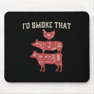 Funny Bbq Cow Pig Chicken Graphic Women Men Meat S Mouse Pad