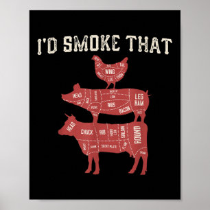 Funny Bbq Cow Pig Chicken Graphic Women Men Meat S Poster