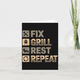 Funny Bbq Dad Fix Grill Rest Repeat Grilling Card