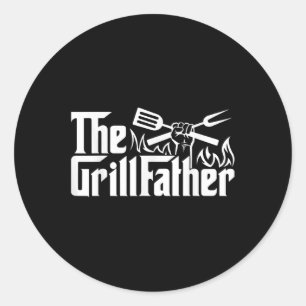 Funny Bbq Dad Retro Grill Father Mens Fathers Day Classic Round Sticker