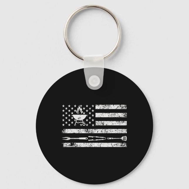 Funny Bbq Design Meat Smoking1  Key Ring (Front)