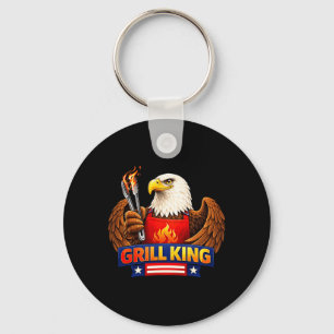 Funny Bbq Eagle Grilling Patriotic Cooking Design Key Ring