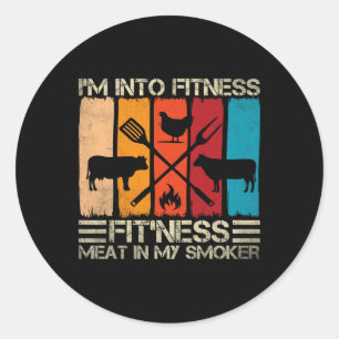 Funny Bbq Fitness Meat Smoker And Bbq Lovers  Classic Round Sticker