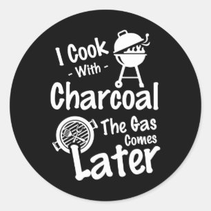 Funny bbq gas word art classic round sticker